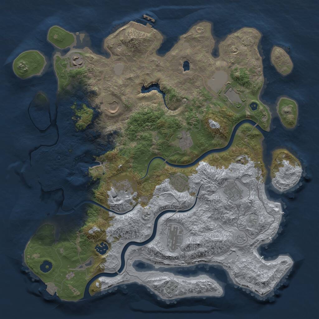 Rust Map: Procedural Map, Size: 4000, Seed: 908815, 16 Monuments