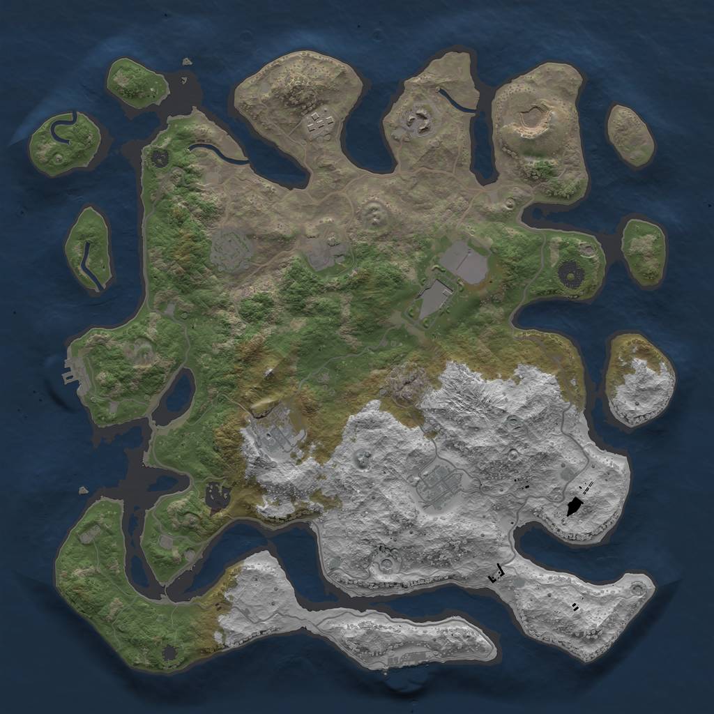 Rust Map: Procedural Map, Size: 4000, Seed: 908815, 14 Monuments