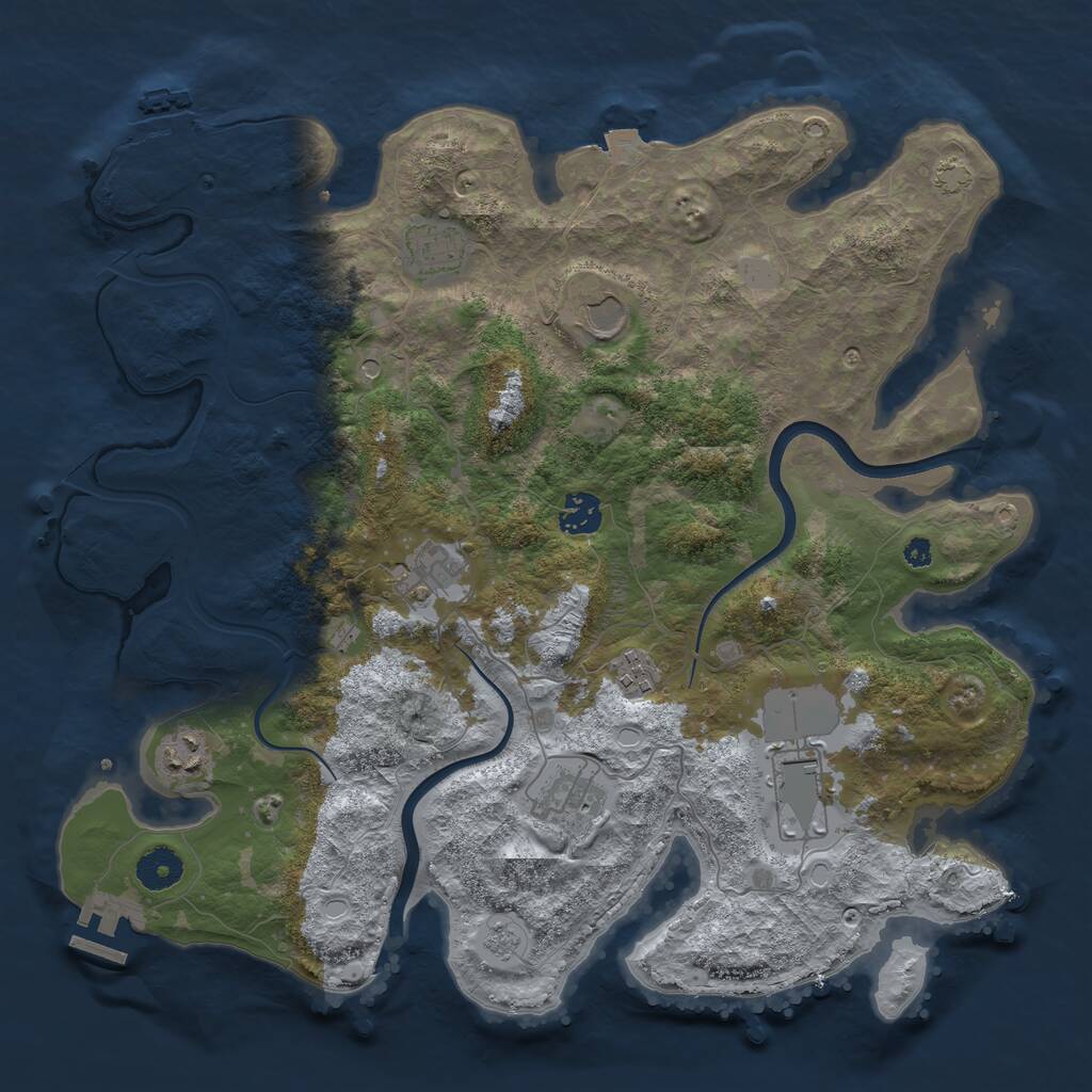 Rust Map: Procedural Map, Size: 3750, Seed: 301947069, 14 Monuments