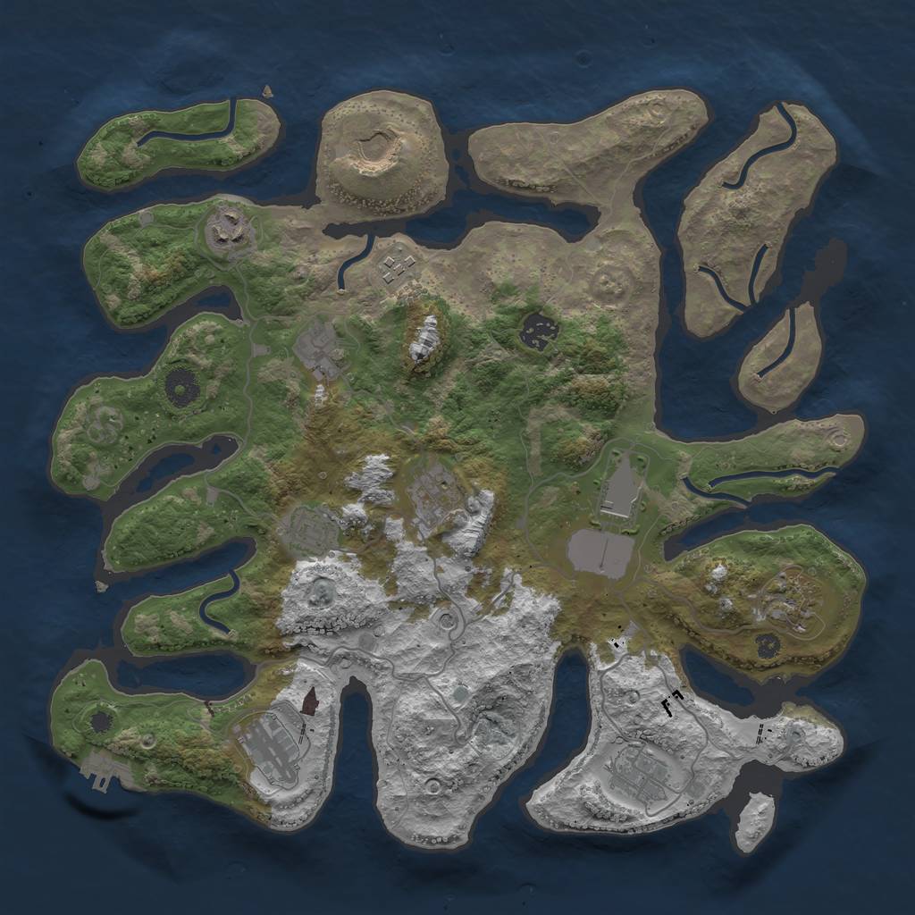 Rust Map: Procedural Map, Size: 3750, Seed: 301947069, 15 Monuments