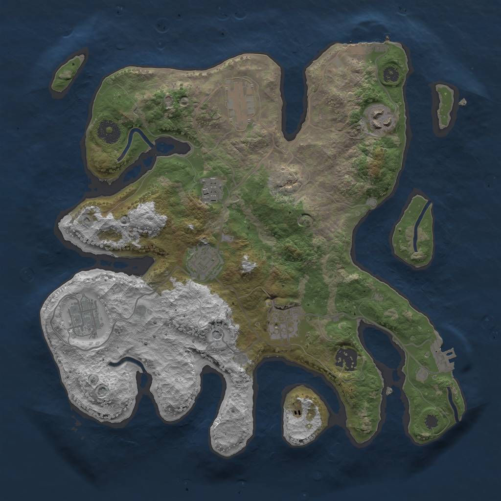 Rust Map: Procedural Map, Size: 3250, Seed: 155930852, 12 Monuments