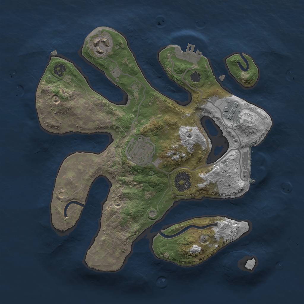 Rust Map: Procedural Map, Size: 2500, Seed: 1931457206, 7 Monuments