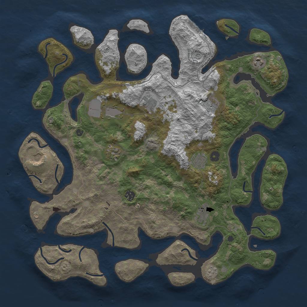 Rust Map: Procedural Map, Size: 4500, Seed: 91728814, 14 Monuments