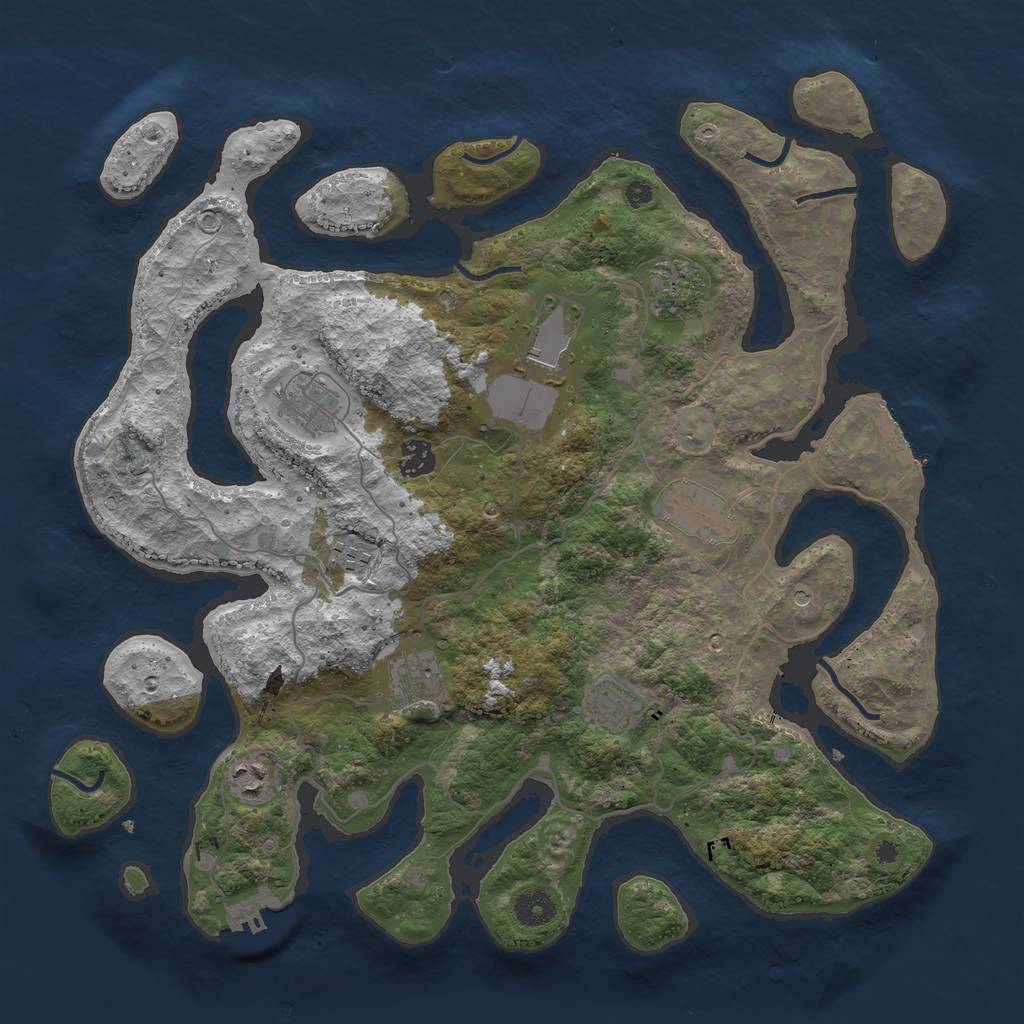 Rust Map: Procedural Map, Size: 4000, Seed: 1856, 14 Monuments