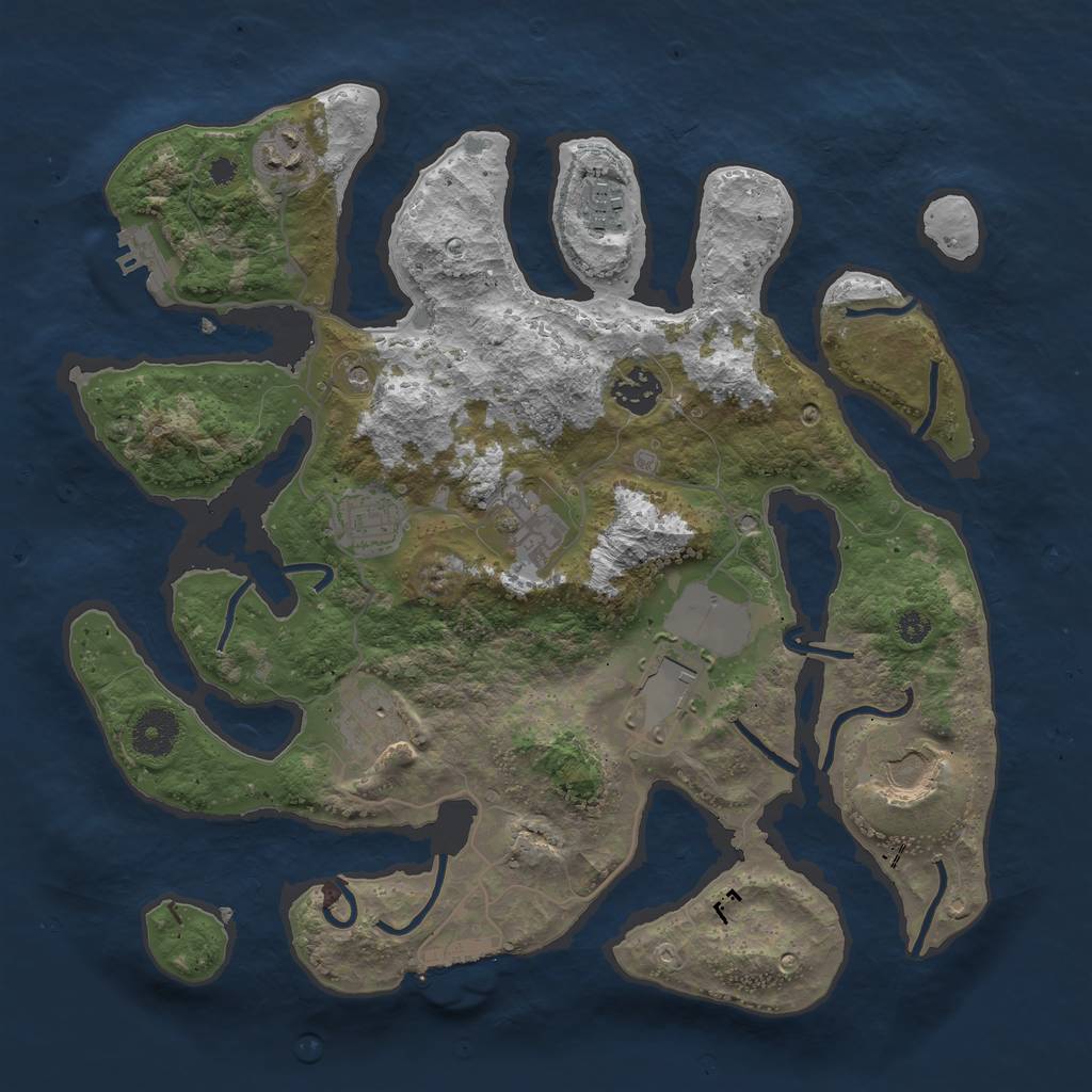 Rust Map: Procedural Map, Size: 3500, Seed: 450139, 13 Monuments