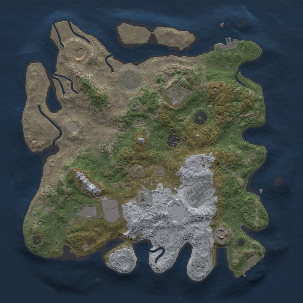 Rust Map: Procedural Map, Size: 3500, Seed: 5557844, 16 Monuments