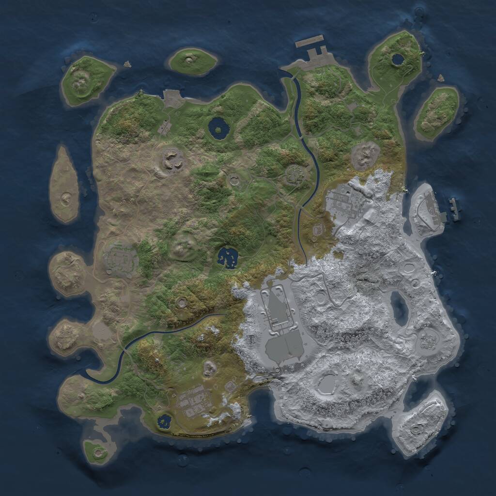 Rust Map: Procedural Map, Size: 3500, Seed: 67890435, 12 Monuments
