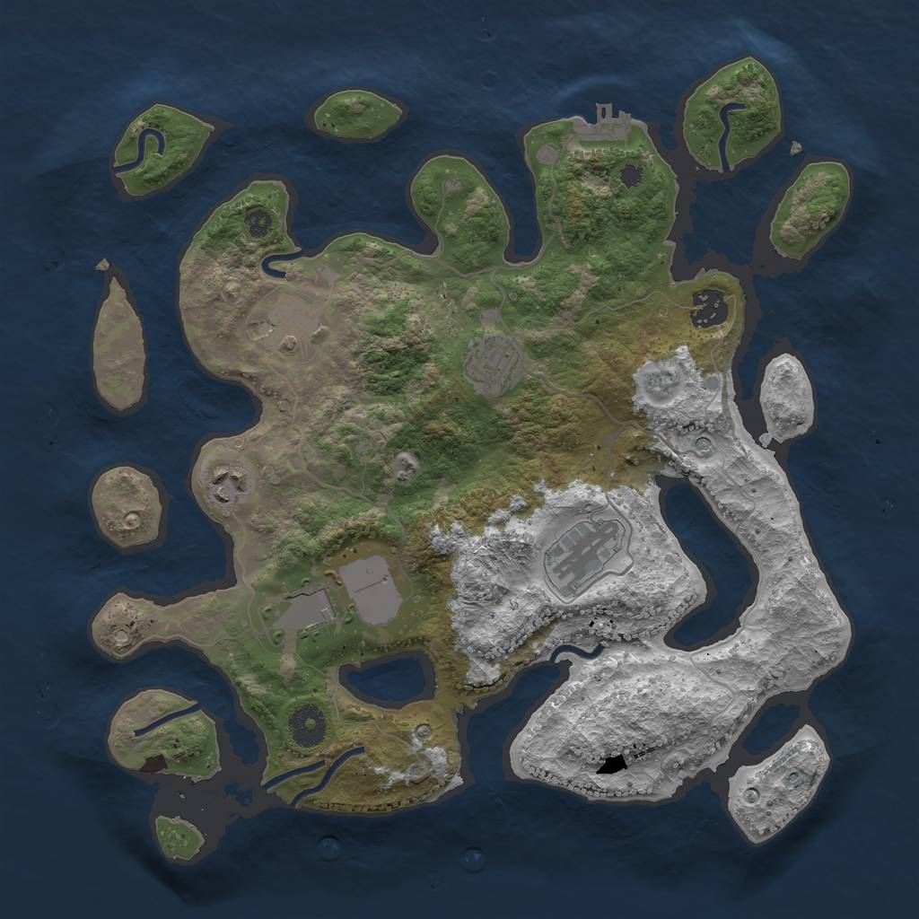 Rust Map: Procedural Map, Size: 3500, Seed: 67890435, 10 Monuments