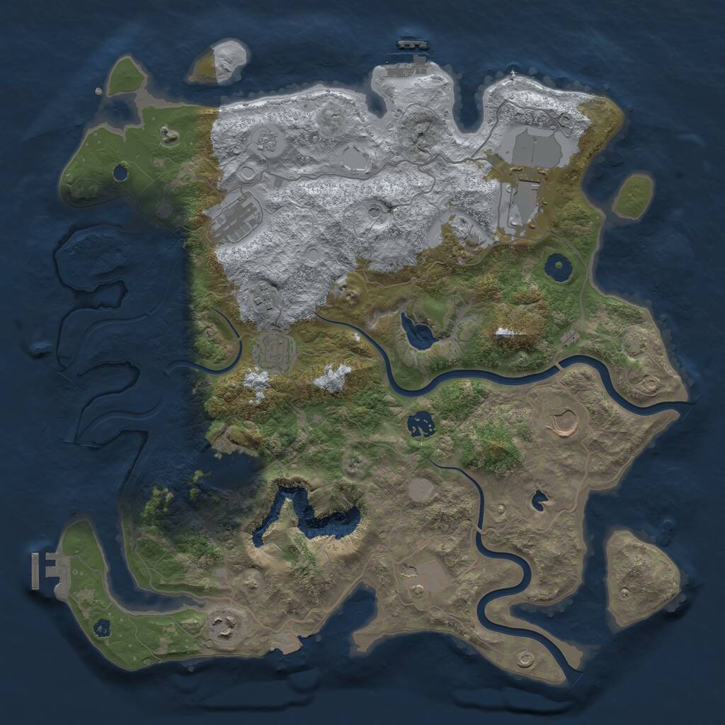Rust Map: Procedural Map, Size: 4000, Seed: 640999, 16 Monuments