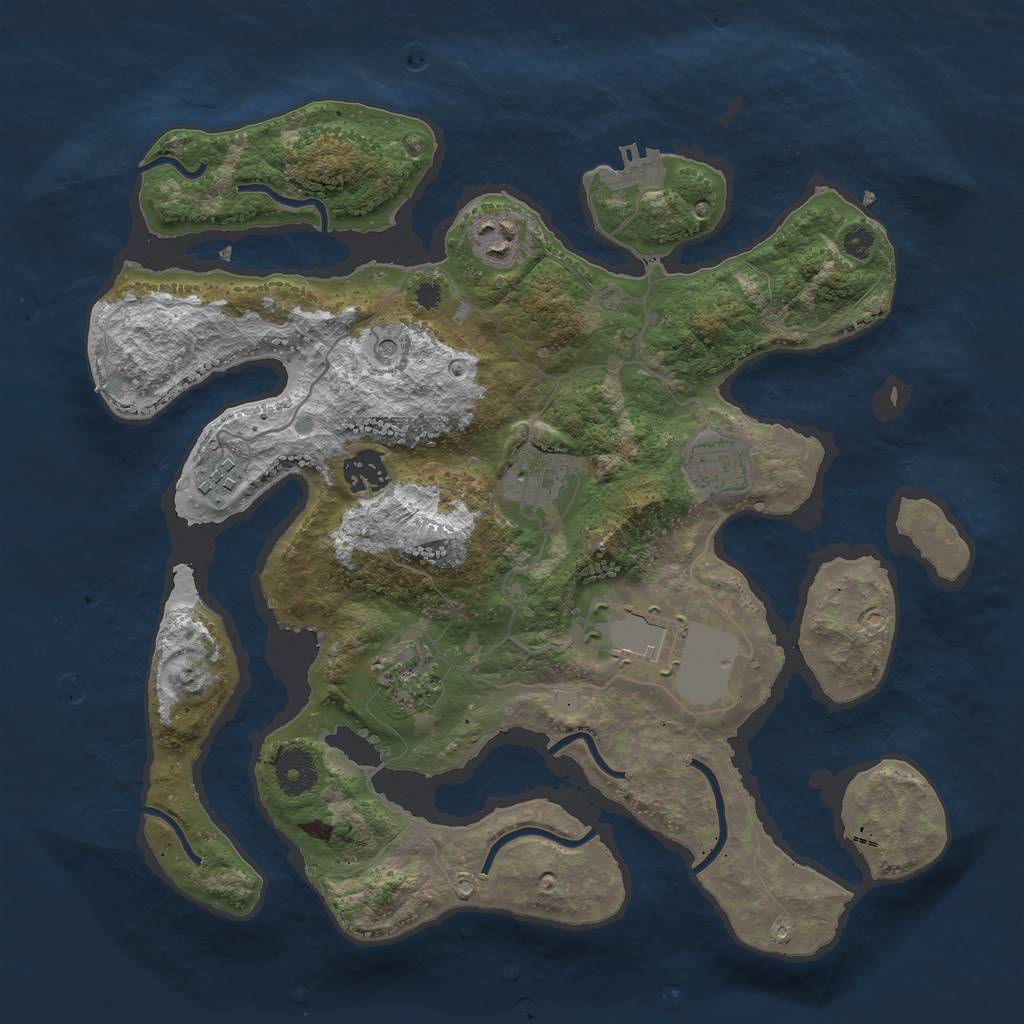 Rust Map: Procedural Map, Size: 3500, Seed: 319667, 11 Monuments