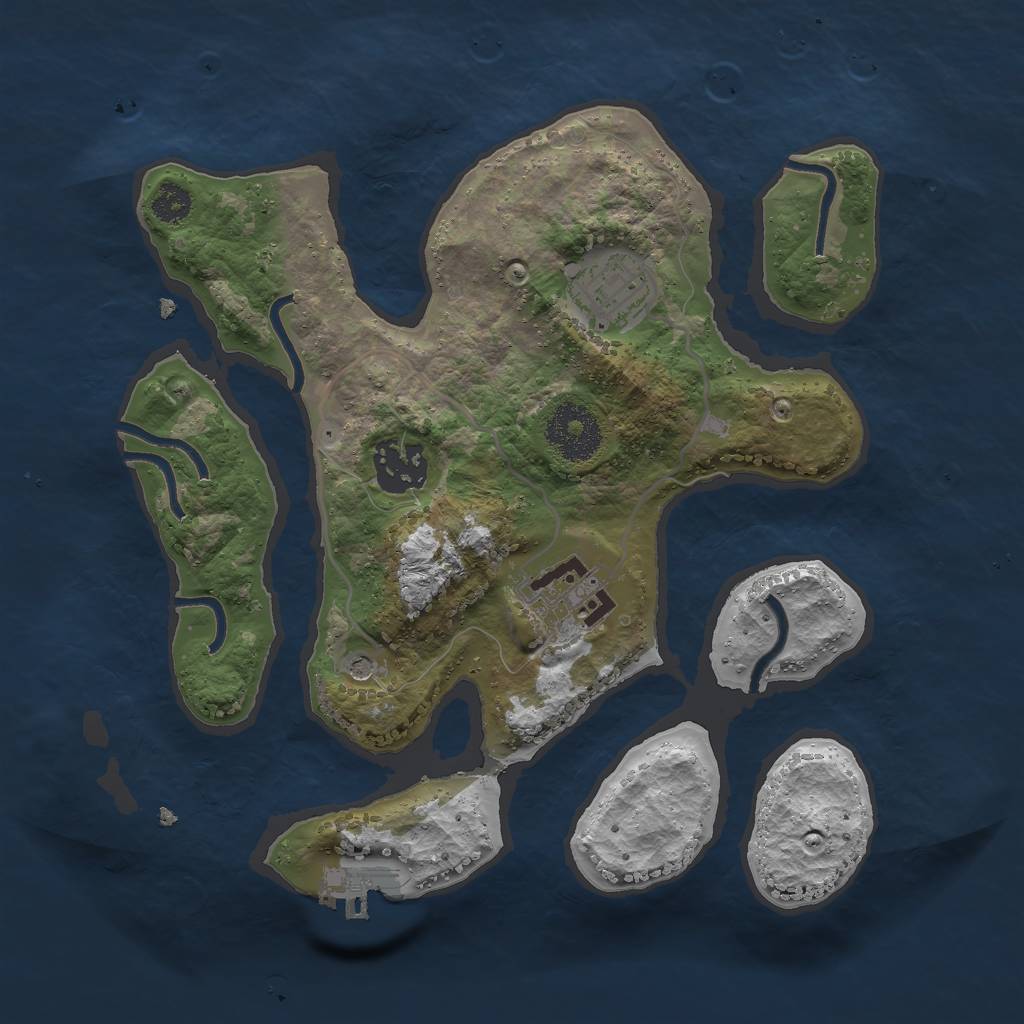 Rust Map: Procedural Map, Size: 2750, Seed: 98637, 7 Monuments