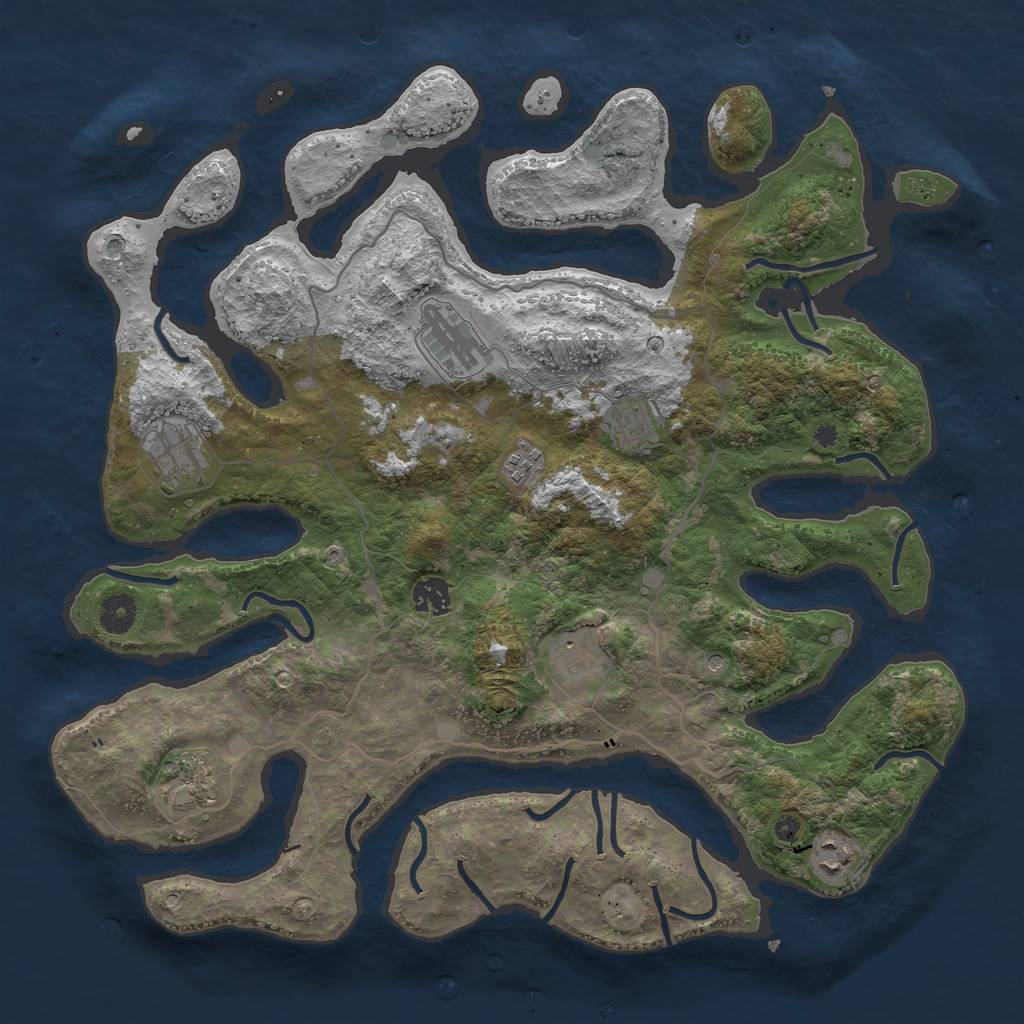 Rust Map: Procedural Map, Size: 4000, Seed: 830985, 11 Monuments