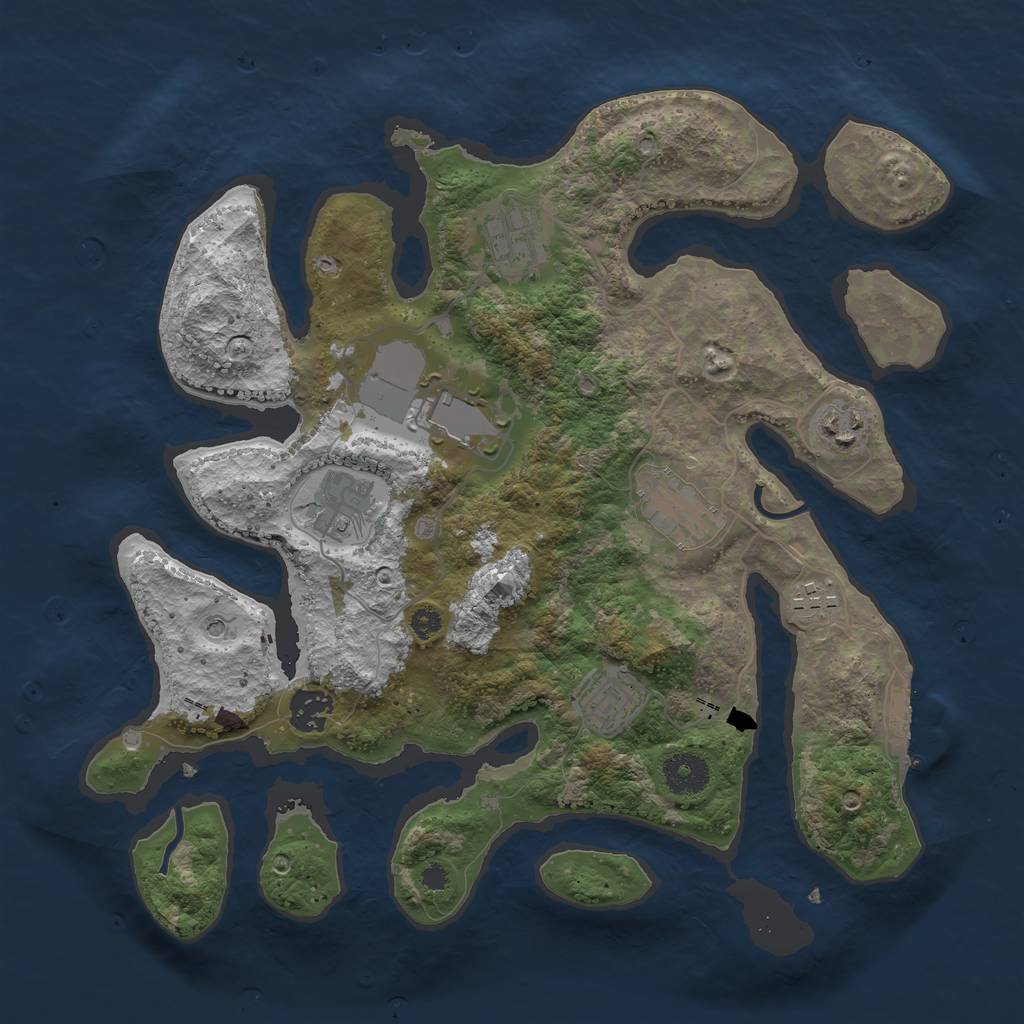 Rust Map: Procedural Map, Size: 3500, Seed: 764410, 12 Monuments