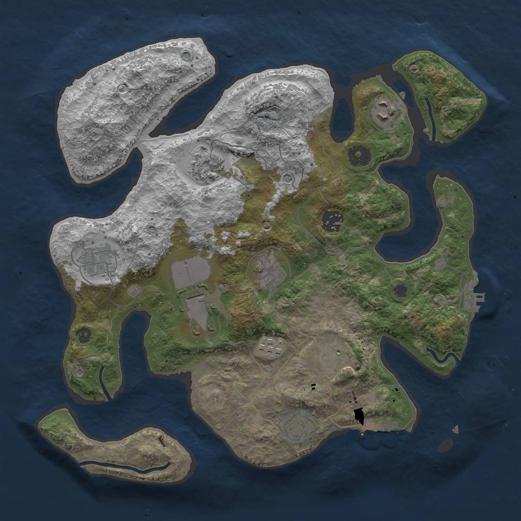 Rust Map: Procedural Map, Size: 3500, Seed: 524664, 14 Monuments