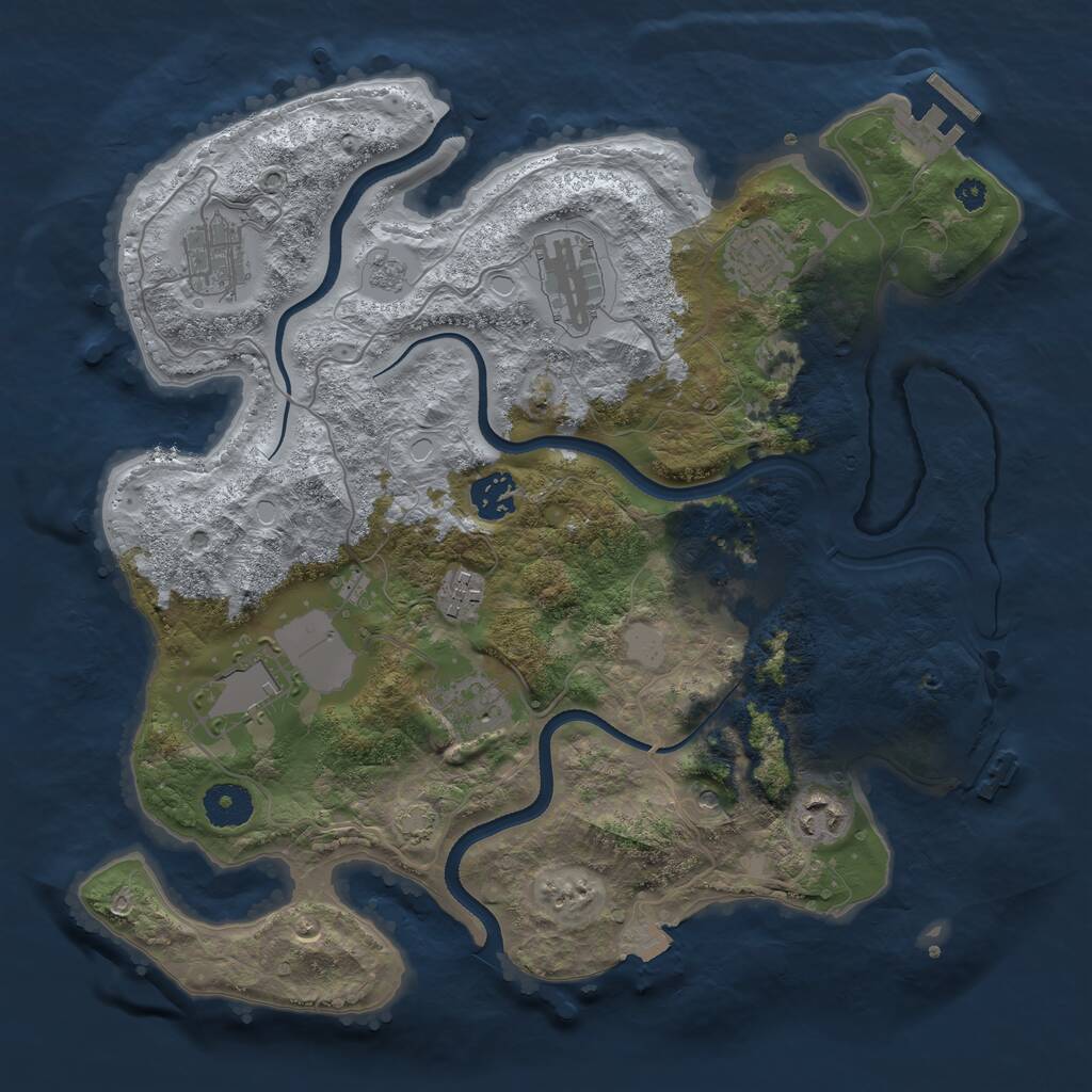 Rust Map: Procedural Map, Size: 3500, Seed: 524664, 15 Monuments