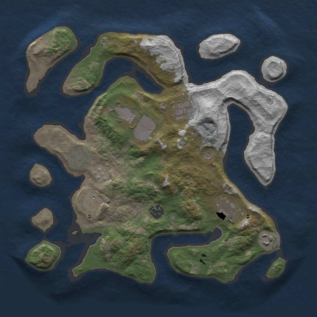 Rust Map: Barren, Size: 3500, Seed: 123, 11 Monuments