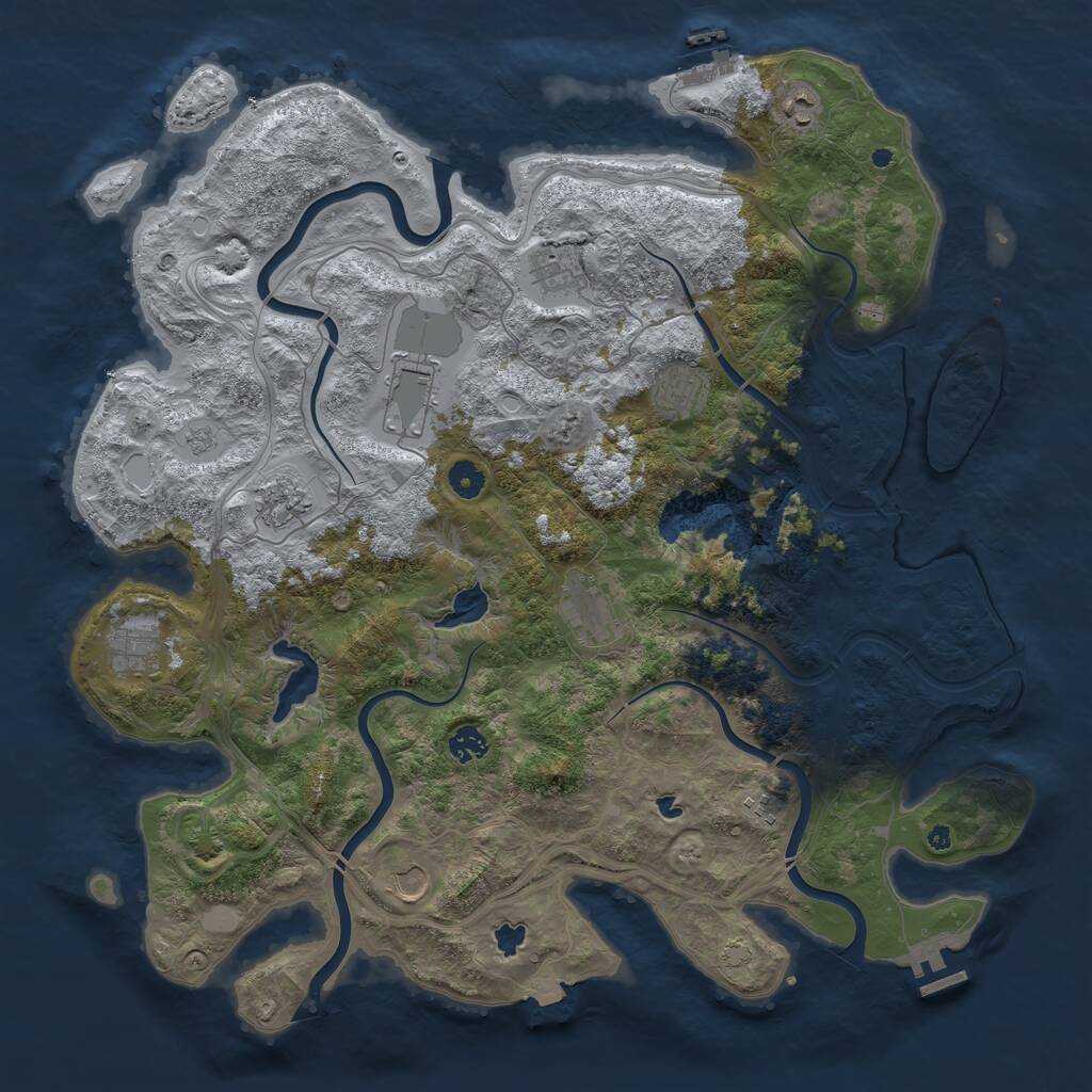 Rust Map: Procedural Map, Size: 4500, Seed: 3719, 16 Monuments