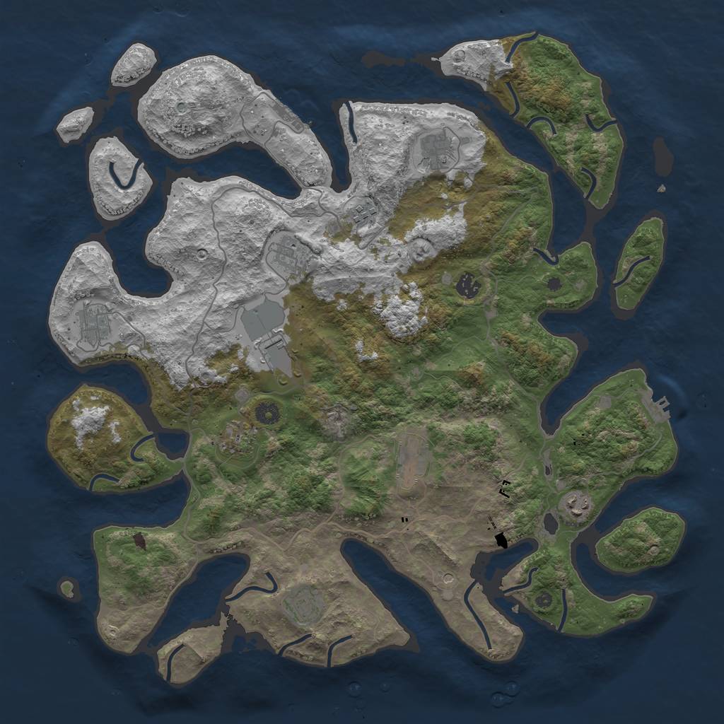 Rust Map: Procedural Map, Size: 4500, Seed: 3719, 15 Monuments