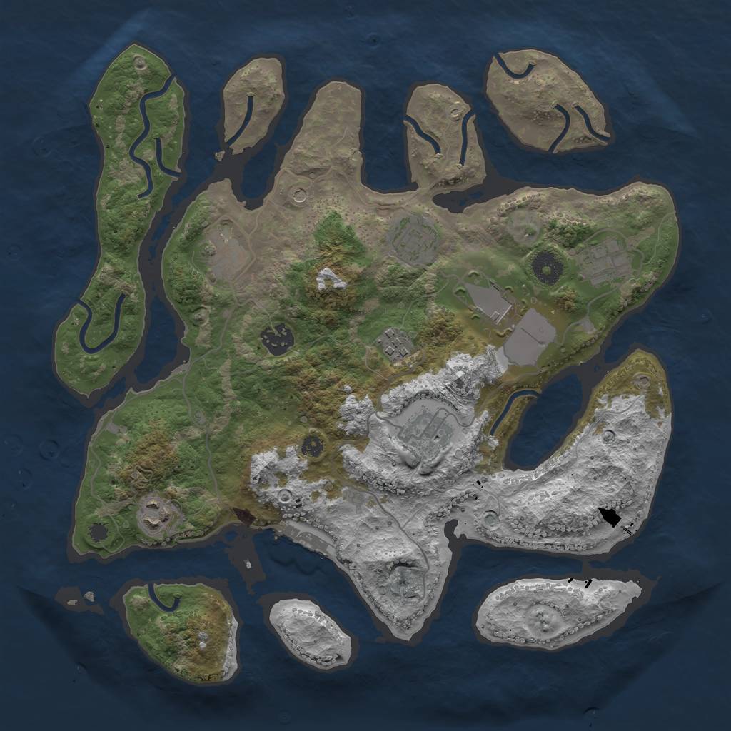 Rust Map: Procedural Map, Size: 3500, Seed: 23098, 12 Monuments