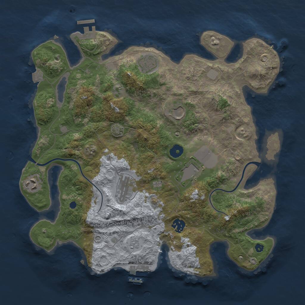 Rust Map: Procedural Map, Size: 3500, Seed: 65897547, 12 Monuments