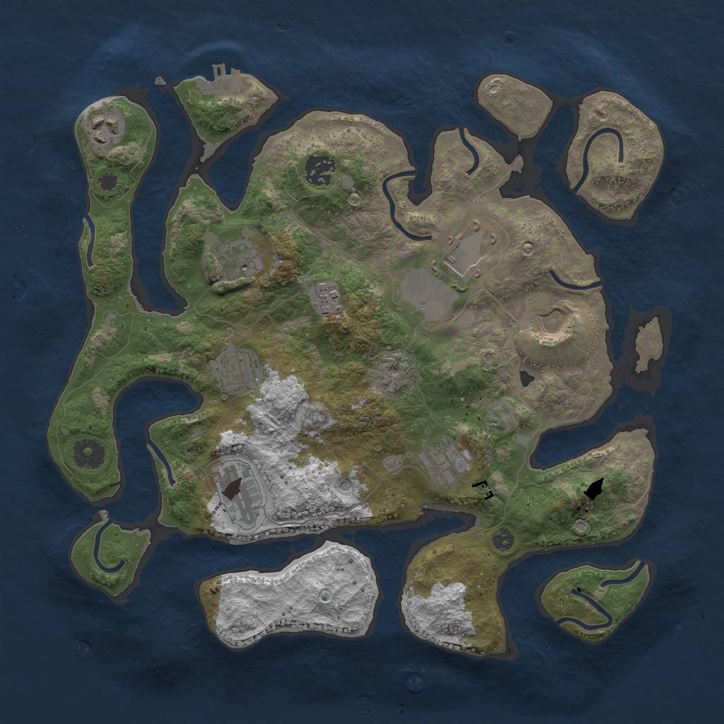 Rust Map: Procedural Map, Size: 3500, Seed: 65897547, 13 Monuments