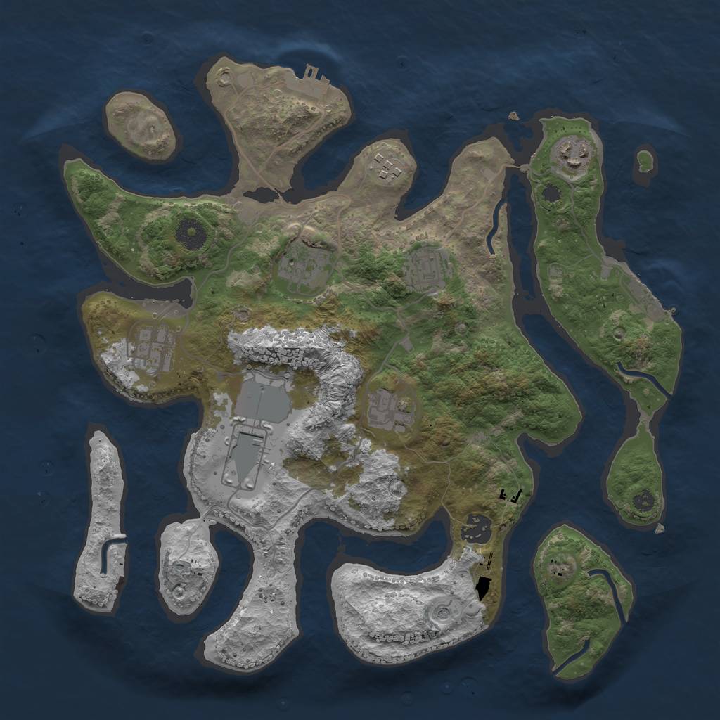 Rust Map: Procedural Map, Size: 3500, Seed: 403199, 13 Monuments