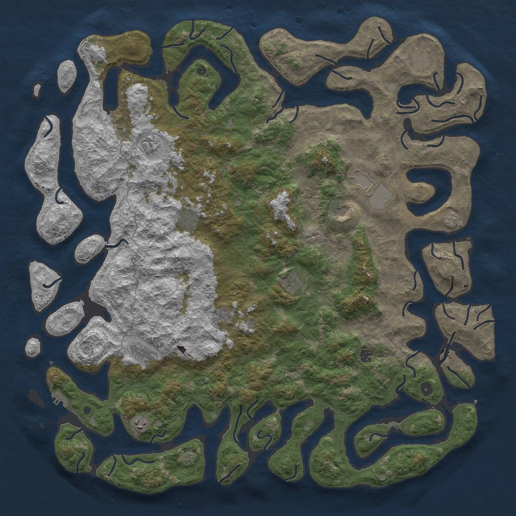 Rust Map: Procedural Map, Size: 6000, Seed: 45845, 15 Monuments