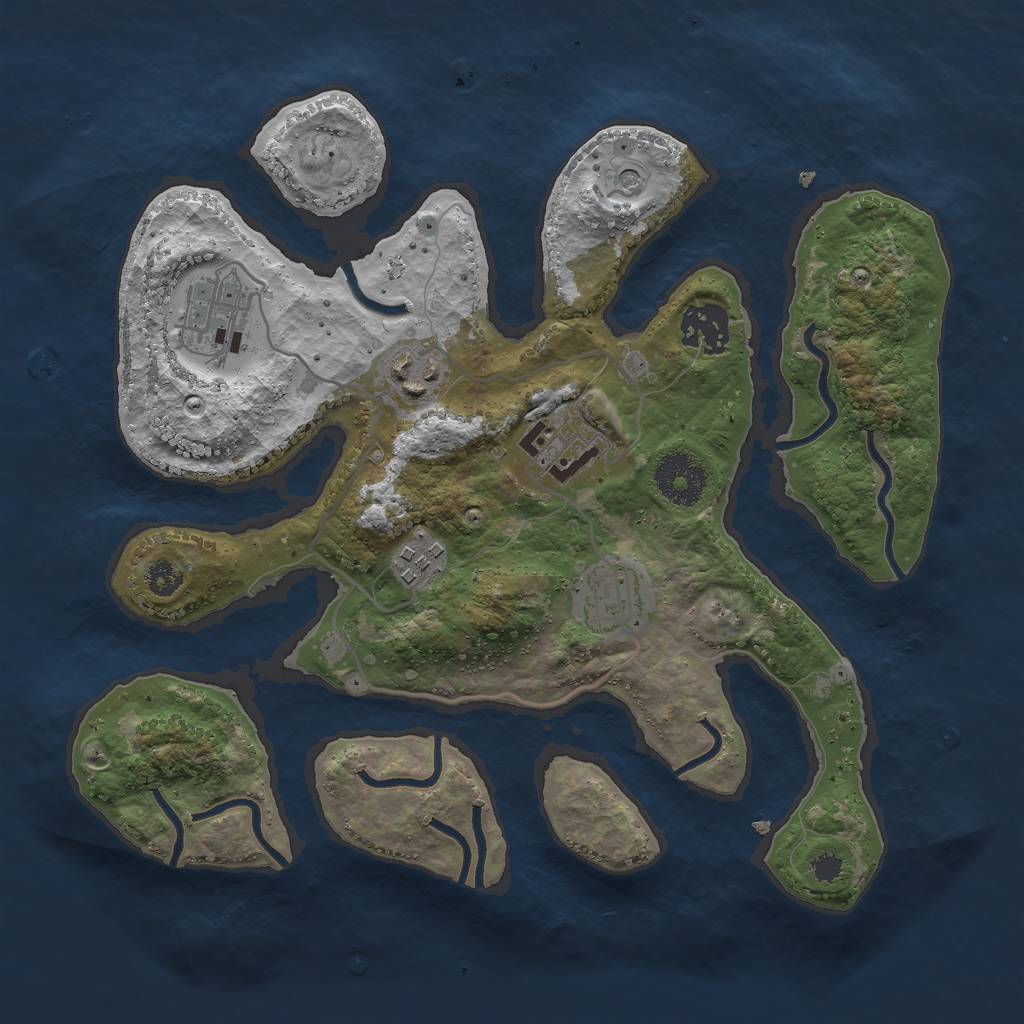 Rust Map: Procedural Map, Size: 3000, Seed: 979956016, 9 Monuments