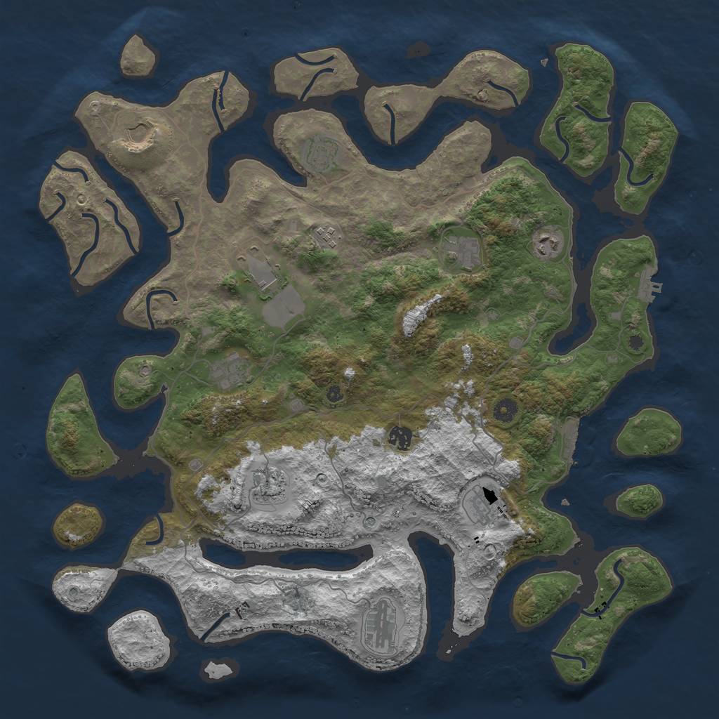 Rust Map: Procedural Map, Size: 4500, Seed: 669038482, 16 Monuments