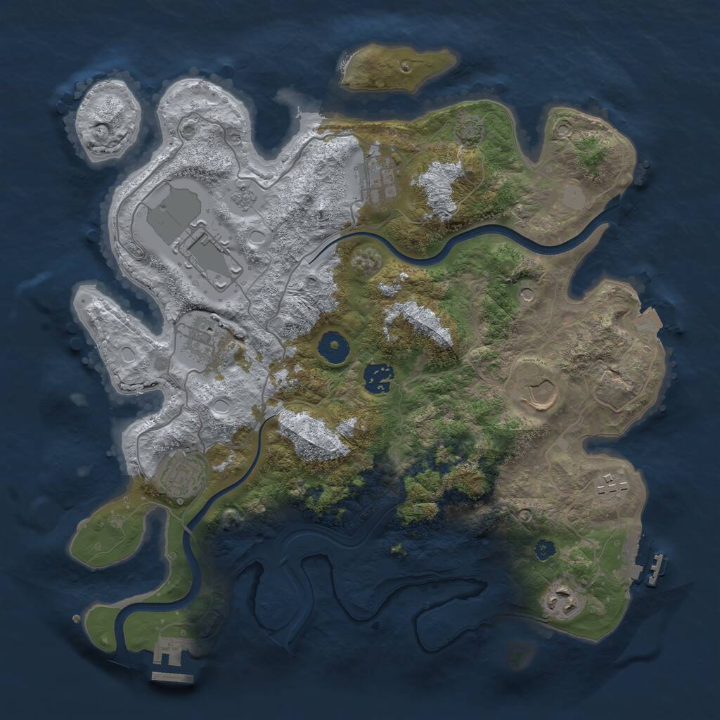 Rust Map: Procedural Map, Size: 3500, Seed: 1287658201, 14 Monuments