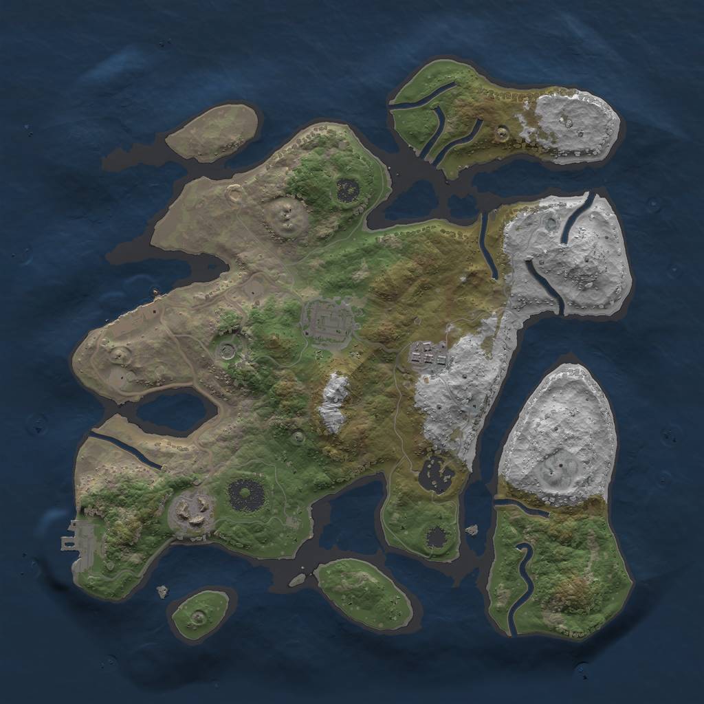 Rust Map: Procedural Map, Size: 3000, Seed: 2939, 9 Monuments