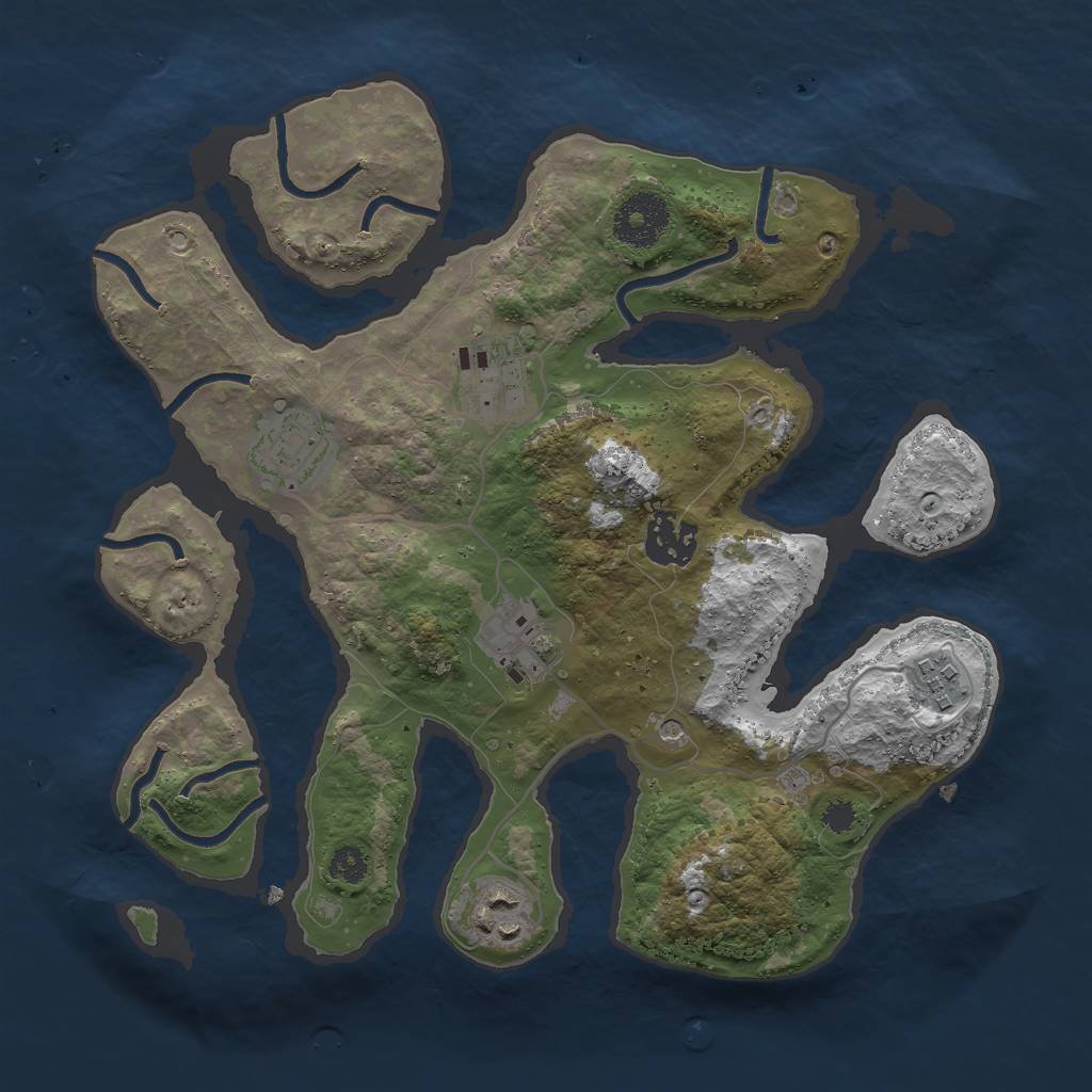 Rust Map: Procedural Map, Size: 3000, Seed: 6242021, 9 Monuments