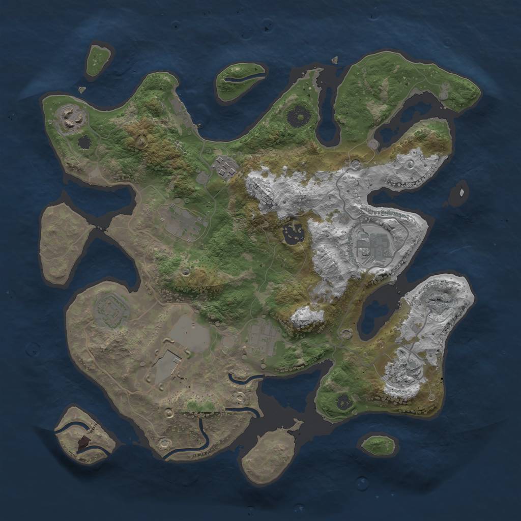 Rust Map: Procedural Map, Size: 3500, Seed: 9244019, 13 Monuments