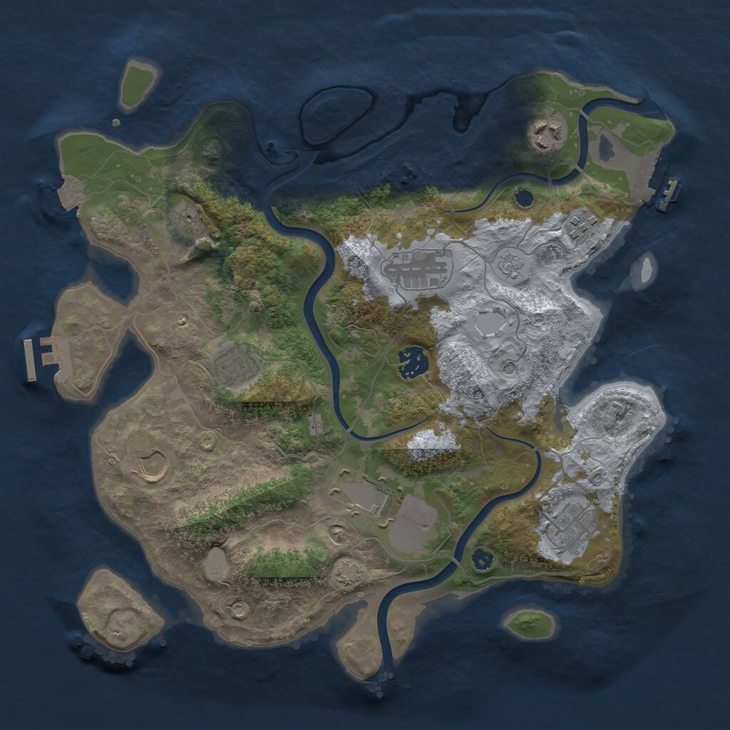 Rust Map: Procedural Map, Size: 3500, Seed: 9244019, 15 Monuments