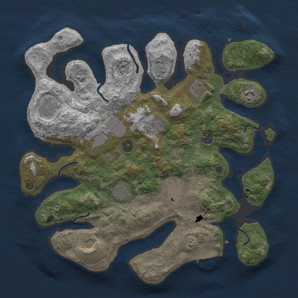 Rust Map: Procedural Map, Size: 3800, Seed: 982881048, 14 Monuments