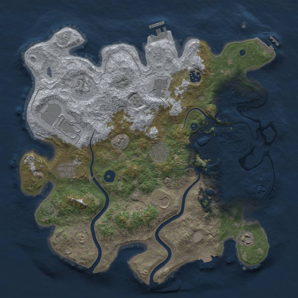 Rust Map: Procedural Map, Size: 3800, Seed: 982881048, 16 Monuments