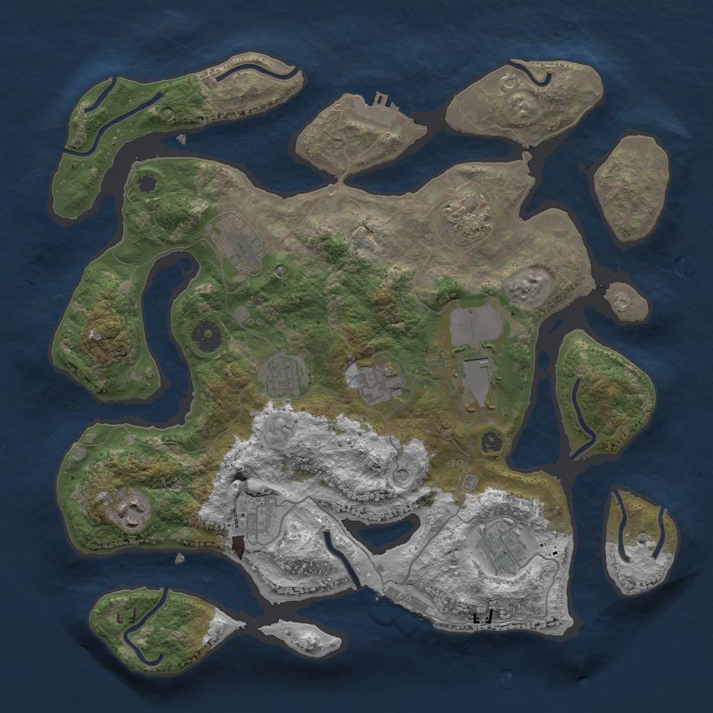 Rust Map: Procedural Map, Size: 3500, Seed: 1571377481, 13 Monuments