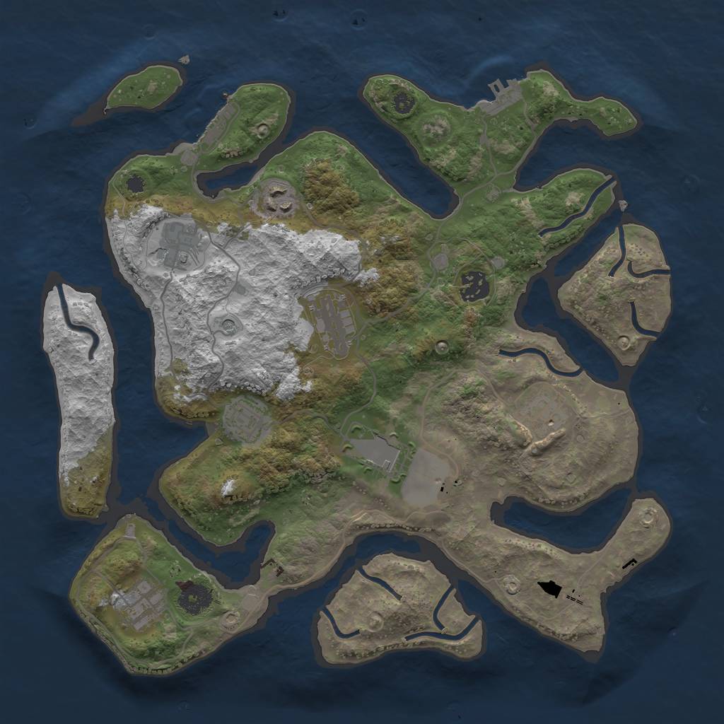 Rust Map: Procedural Map, Size: 3500, Seed: 930904, 13 Monuments