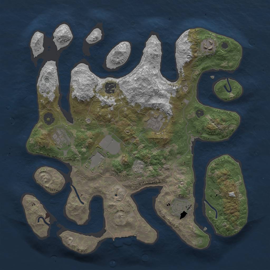 Rust Map: Procedural Map, Size: 3500, Seed: 872830, 11 Monuments