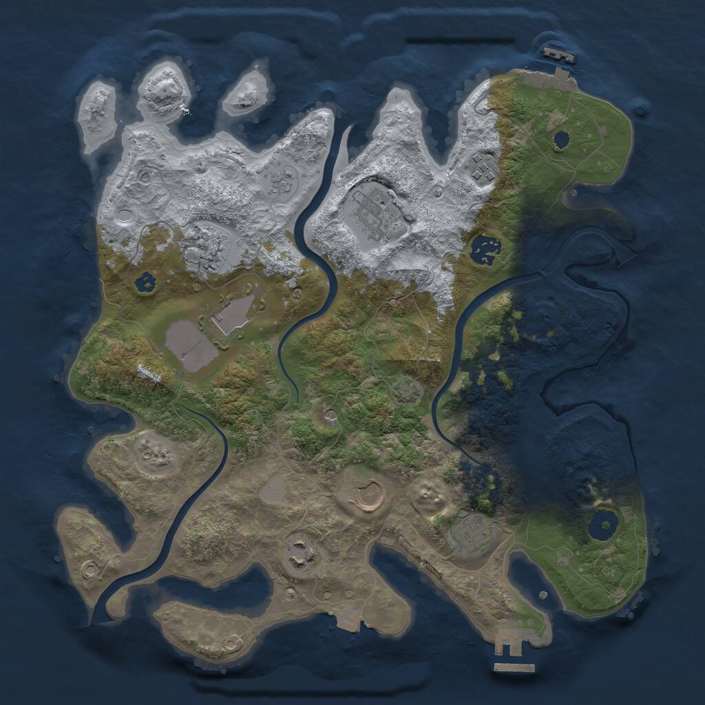 Rust Map: Procedural Map, Size: 3500, Seed: 872830, 14 Monuments