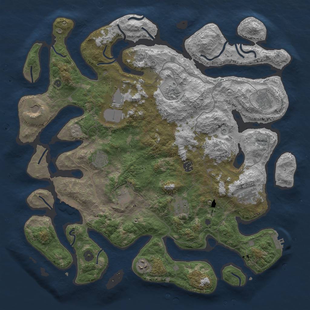 Rust Map: Procedural Map, Size: 4500, Seed: 2043238237, 16 Monuments