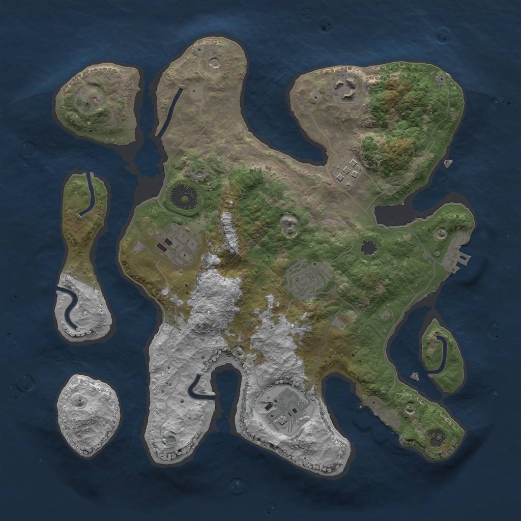 Rust Map: Procedural Map, Size: 3000, Seed: 1820398147, 10 Monuments