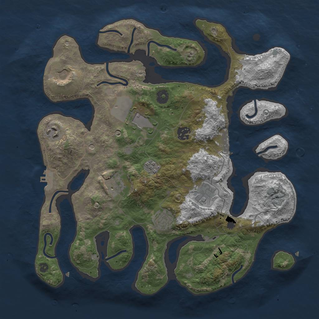 Rust Map: Procedural Map, Size: 3500, Seed: 976350, 13 Monuments