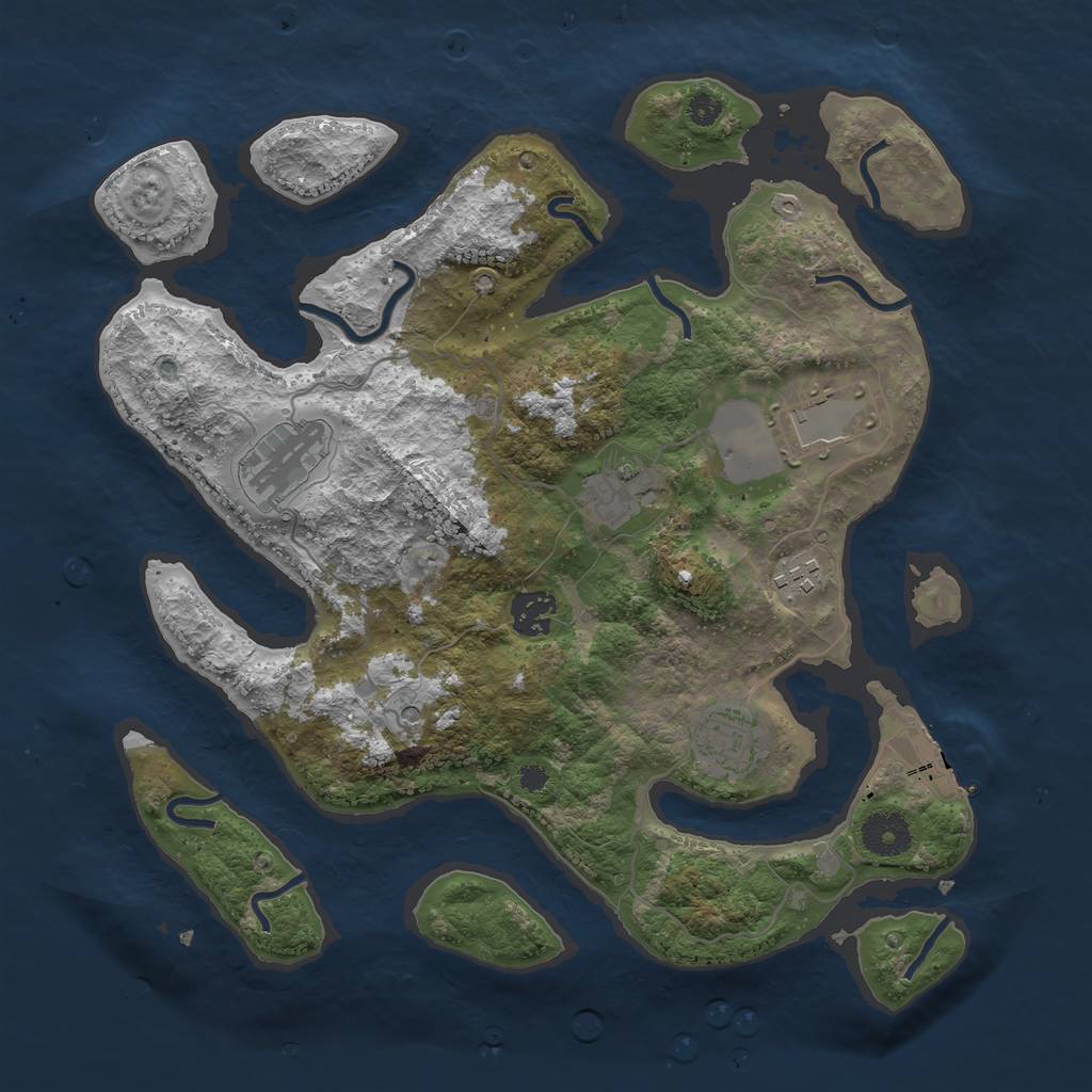 Rust Map: Procedural Map, Size: 3500, Seed: 904505, 10 Monuments