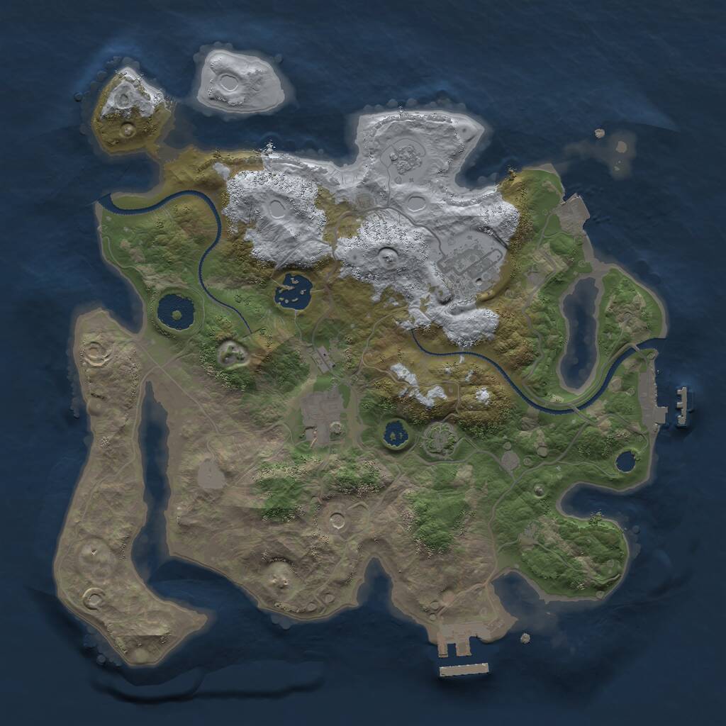 Rust Map: Procedural Map, Size: 3000, Seed: 2043280786, 9 Monuments