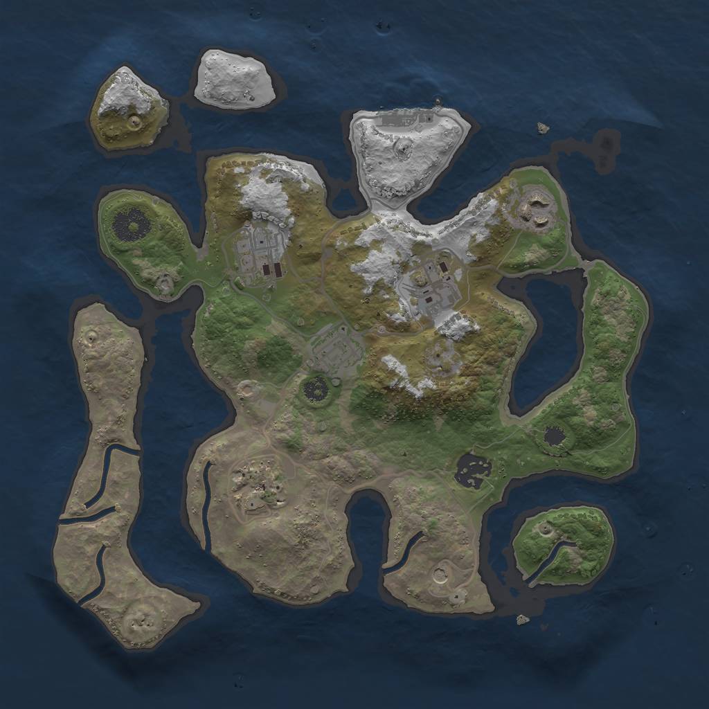 Rust Map: Procedural Map, Size: 3000, Seed: 2043280786, 10 Monuments