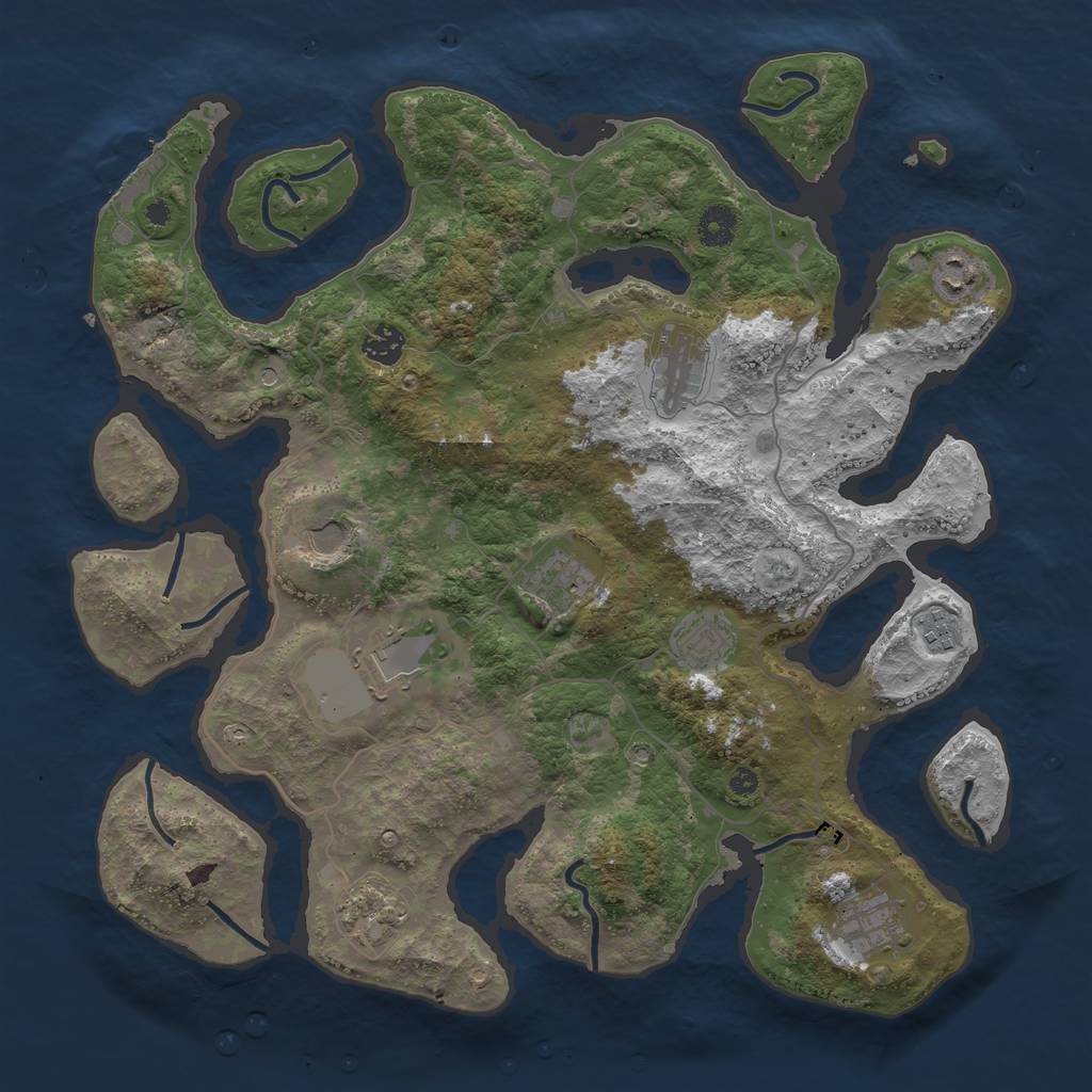 Rust Map: Procedural Map, Size: 4000, Seed: 1312723408, 14 Monuments