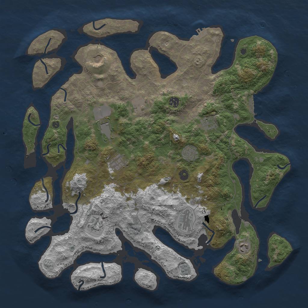 Rust Map: Procedural Map, Size: 4500, Seed: 67, 16 Monuments