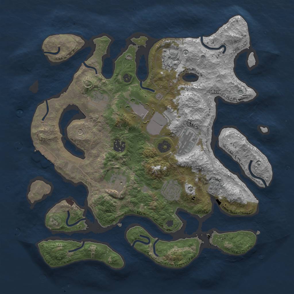 Rust Map: Procedural Map, Size: 3500, Seed: 132343346, 12 Monuments