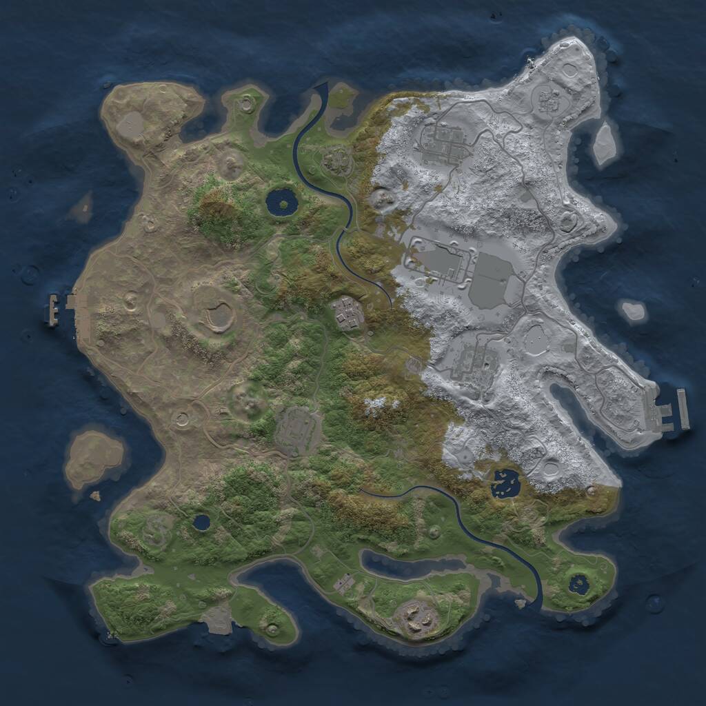 Rust Map: Procedural Map, Size: 3500, Seed: 132343346, 14 Monuments